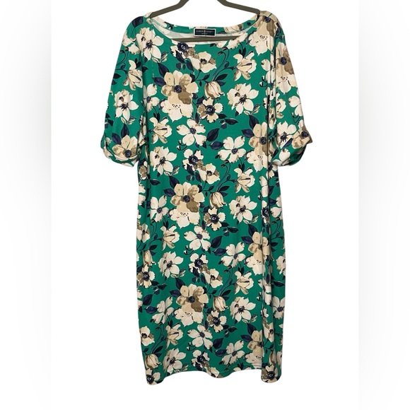 Karen Scott Sport Teal Green Floral Shirt Dress NWOT Women’s Size 2X - Picture 1 of 8